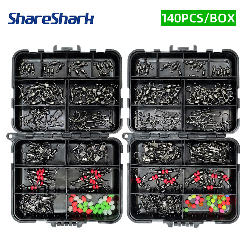 Fishing Lure Spinnerbait - ShareShark 140-delige visaccessoireset, kunstaas draaibare stopkralen